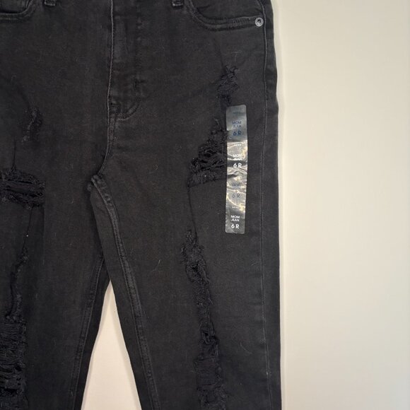 AEROPOSTALE NEW Mom Jean Womens 6R Black Distressed Denim - Picture 3 of 8